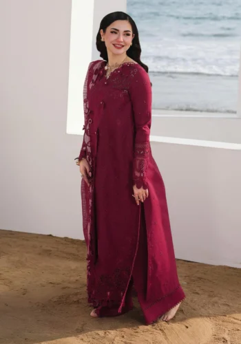 HC-4800 Qalamkar by Hania Amir chickenkari premium 3 piece designer lawn suit for women elegant embroidered festive wear