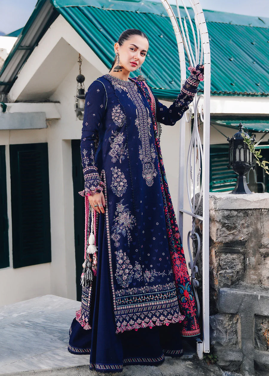 HC-2200 Hussain Rehar x Hania Amir luxury embroidered shirt, matching dupatta, and trouser –