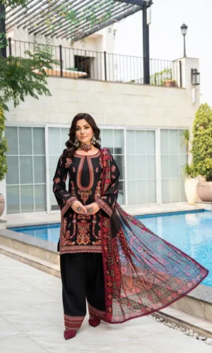 HC-2968 Hussain Rehar elegant 3 piece luxury outfit for women premium embroidered festive suit