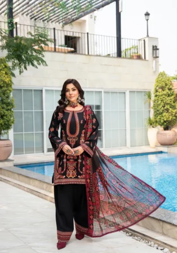 HC-2968 Hussain Rehar elegant 3 piece luxury outfit for women premium embroidered festive suit