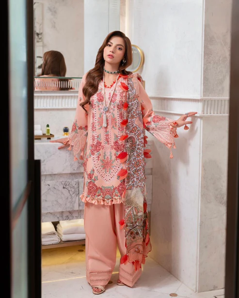 HC-6515 Jade new arrival luxury embroidered lawn 3 piece suit for women with elegant premium festive design