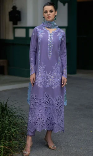 HC-5800 Mushq premium 3 piece designer lawn suit for women elegant embroidered festive wear