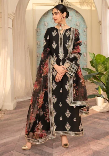 HC-1819 Nureh luxury embroidered lawn 3 piece suit with ready to wear dupatta for women elegant festive design