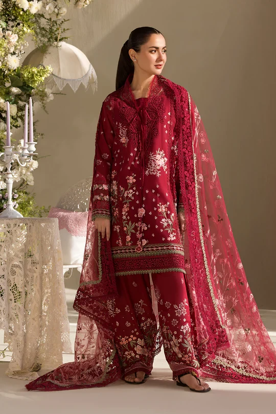 HC-828 Sobia Nazir luxury embroidered lawn 3 piece suit for women elegant designer festive wear outfit
