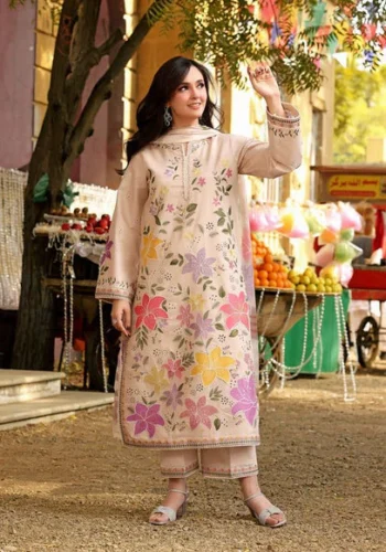 HC-1836 skin Aneelas luxury embroidered lawn 3 piece suit for women with elegant premium festive design