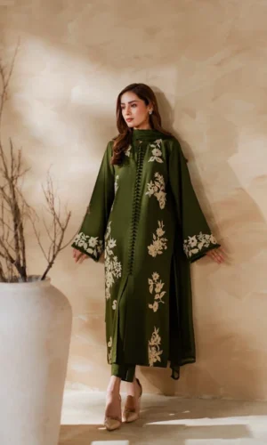 HC-4137 Batik luxury embroidered lawn 3 piece suit for women with elegant premium festive design