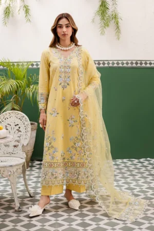 HC-856 Batik luxury embroidered lawn 3 piece suit with ready to wear dupatta for women elegant festive design