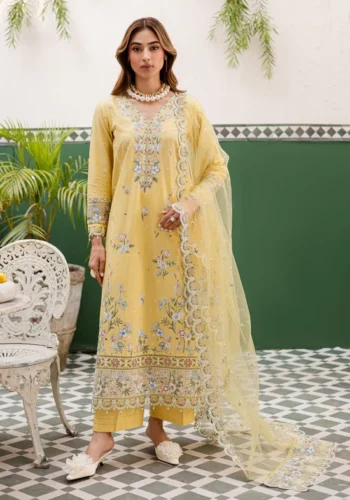 HC-856 Batik luxury embroidered lawn 3 piece suit with ready to wear dupatta for women elegant festive design