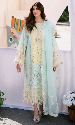 HC-805 Bin Ilyas luxury embroidered lawn 3 piece suit for women with elegant premium festive design
