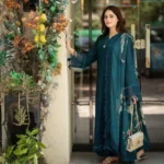 HC-339 Libas luxury chickenkari lawn 3 piece suit for women with elegant embroidered festive design