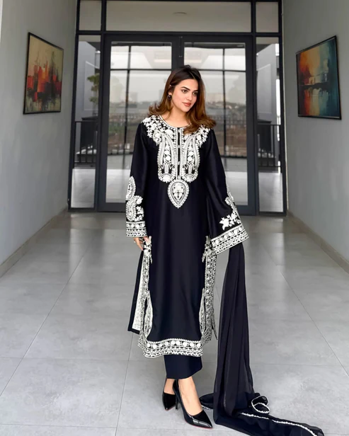 HC-836 Urge luxury embroidered lawn 3 piece suit for women with elegant premium festive design