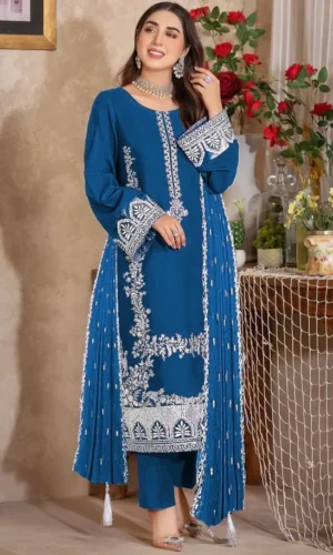 HC-326 Zarkash luxury embroidered lawn 3 piece suit for women with elegant premium festive design