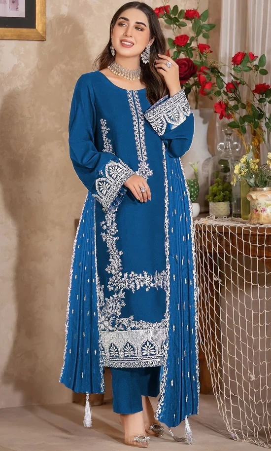 HC-326 Zarkash luxury embroidered lawn 3 piece suit for women with elegant premium festive design