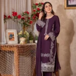 HC-336 Zarkash luxury embroidered lawn 3 piece suit for women with elegant premium festive design