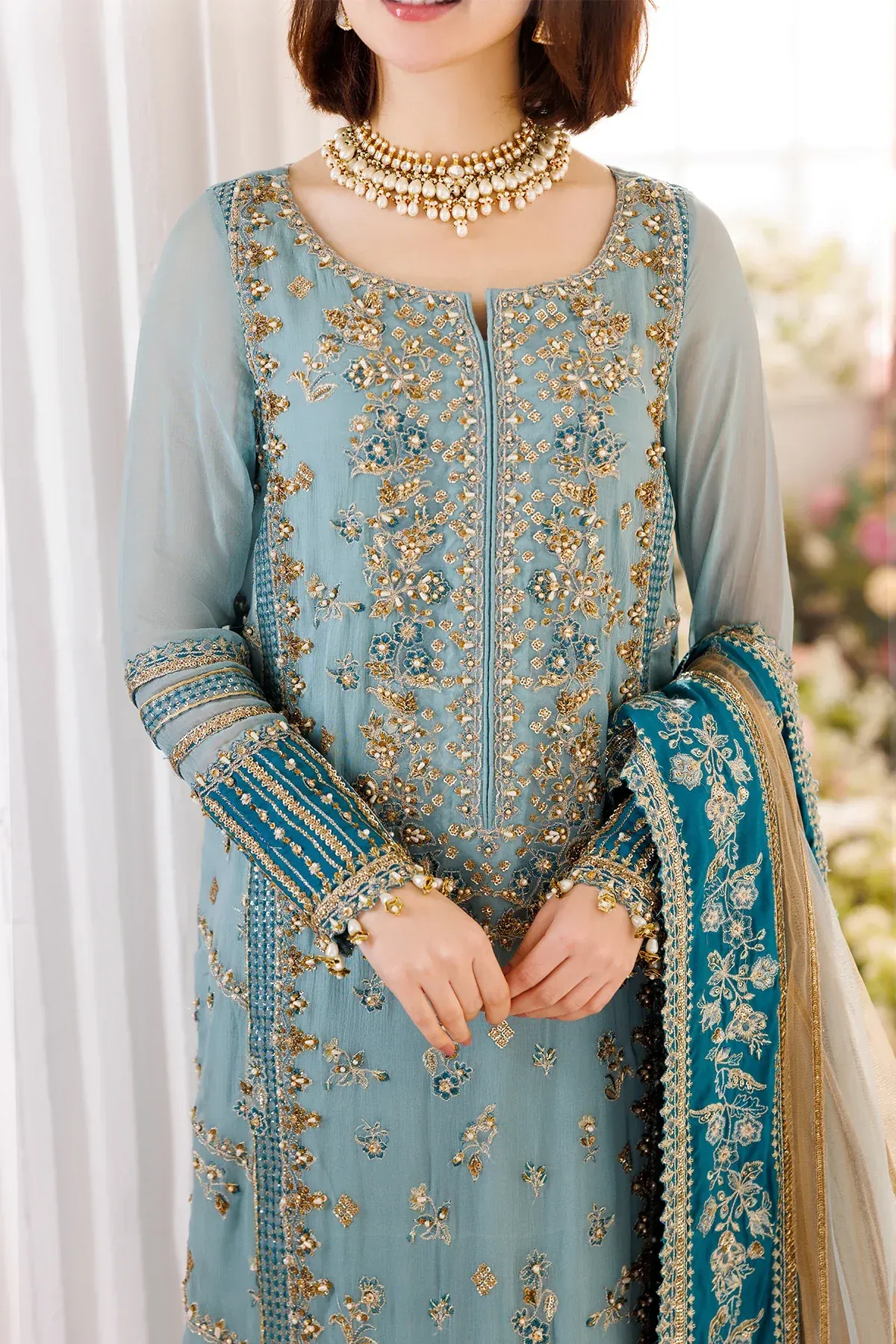 HC-0050 Charizma Chiffon & Net Embroidered Unstitched 3 Piece Suit
