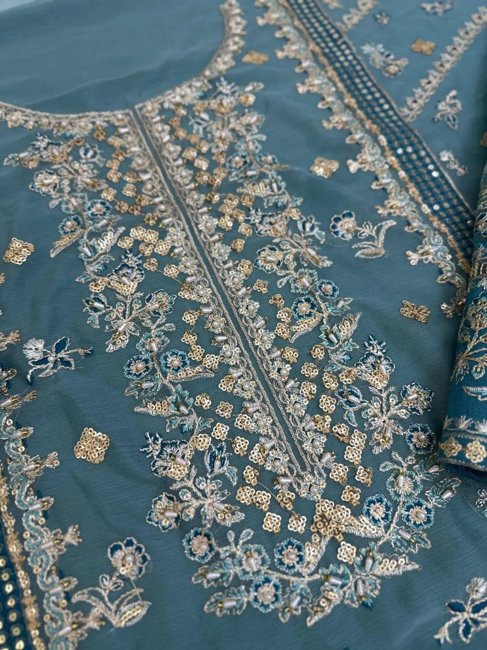 HC-0050 Charizma Chiffon & Net Embroidered Unstitched 3 Piece Suit