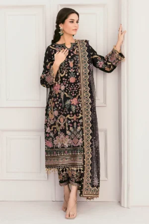 HC-0074 Baroque heavy embroidered bridal unstitched 3 piece suit for women with luxury Pakistani designer embroidery