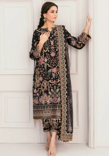 HC-0074 Baroque heavy embroidered bridal unstitched 3 piece suit for women with luxury Pakistani designer embroidery