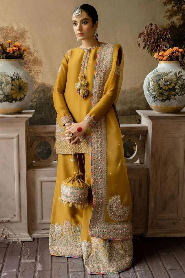 HC-0160 LAAM Organza Heavy Embroidered Unstitched 3 Piece Suit with Embroidered Shirt, Dupatta and Trouser