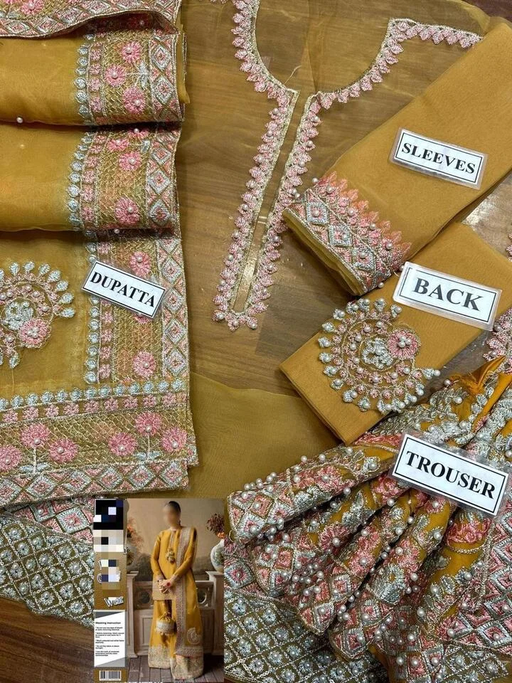 HC-0160 LAAM Organza Heavy Embroidered Unstitched 3PC Suit