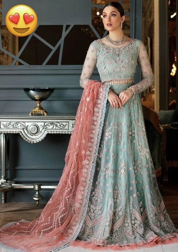 HC-0117 EMAAN ADEEL Heavy Embroidered Unstitched 3 Piece Maxi with Embroidered Shirt, Dupatta and Trouser
