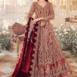 HC-0058 MARIA.B Unstitched Embroidered Salmon Pink 3 Piece Suit with Embroidered Shirt, Dupatta and Trouser