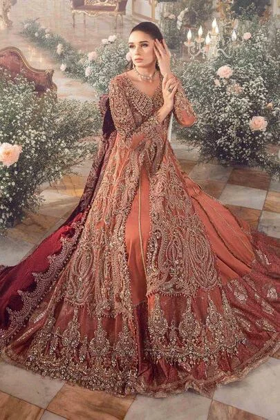HC-0058 MARIA.B Unstitched Embroidered Salmon Pink 3PC Suit