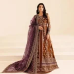 HC-0124 FARASHA Heavy Embroidered Unstitched 3 Piece Maxi with Embroidered Shirt, Dupatta and Trouser