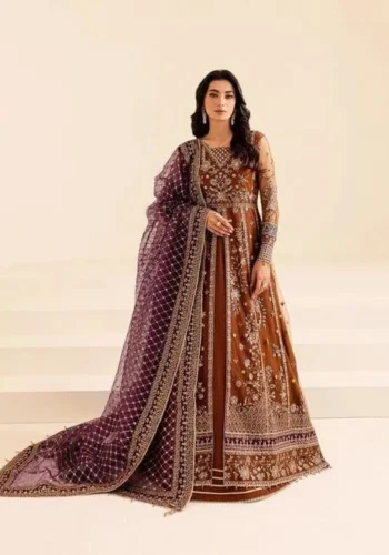 HC-0124 FARASHA Heavy Embroidered Unstitched 3 Piece Maxi with Embroidered Shirt, Dupatta and Trouser