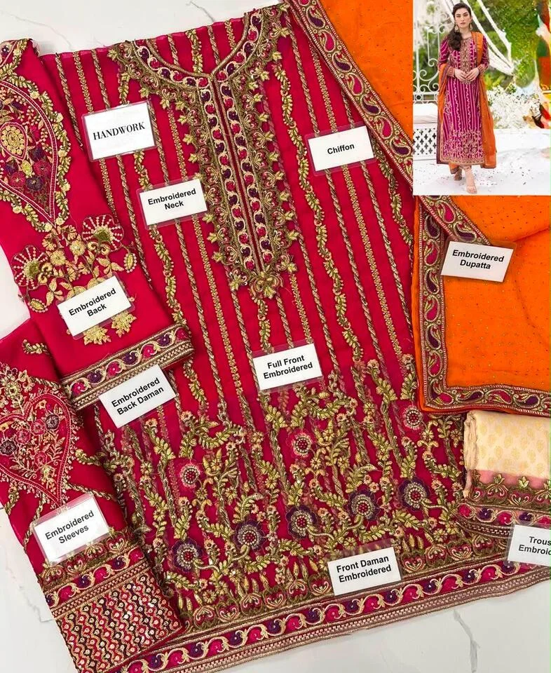HC-0164 FARAH TALIB AZIZ Heavy Embroidered Unstitched 3PC Suit