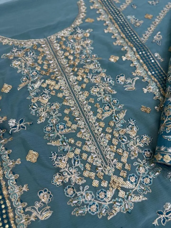 Charizma Embroidered Chiffon Unstitched 3PC Set - HC-0050