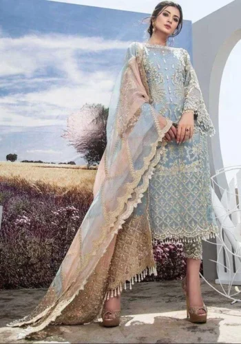 Agha Noor Pure Organza Dress HC-22 Unstitched 3 Piece Suit
