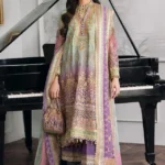 HC-08 BAROQUE Embroidered Chiffon Unstitched 3 Piece Suit with Embroidered Shirt, Dupatta and Trouser