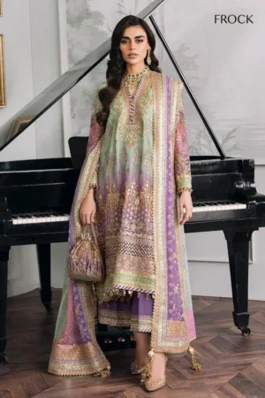 HC-08 BAROQUE Embroidered Chiffon Unstitched 3 Piece Suit with Embroidered Shirt, Dupatta and Trouser