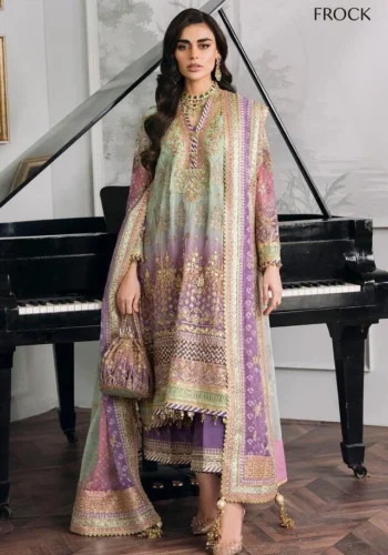 HC-08 BAROQUE Embroidered Chiffon Unstitched 3 Piece Suit with Embroidered Shirt, Dupatta and Trouser