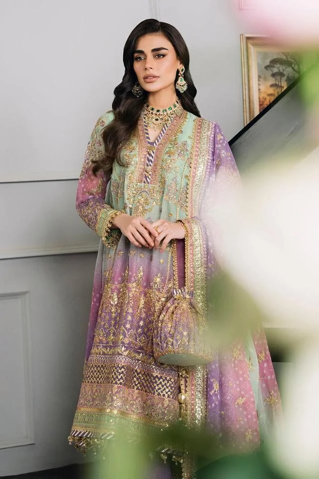 HC-08 BAROQUE Embroidered Chiffon Unstitched 3PC Suit
