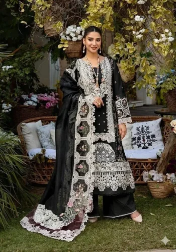 HC-004 ELAF Embroidered Lawn Unstitched 3 Piece Suit with Embroidered Shirt, Dupatta and Trouser