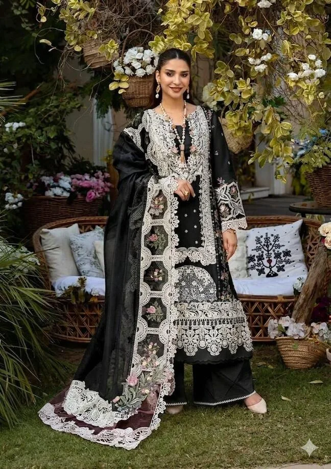 HC-004 ELAF Embroidered Lawn Unstitched 3 Piece Suit with Embroidered Shirt, Dupatta and Trouser