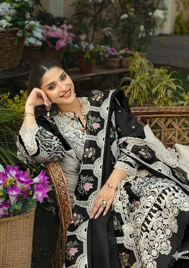 HC-004 ELAF EMBROIDERED LAWN UNSTITCHED 3PC SET