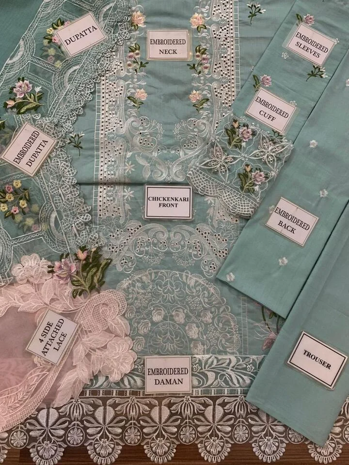 HC-004 ELAF EMBROIDERED LAWN UNSTITCHED 3PC SET