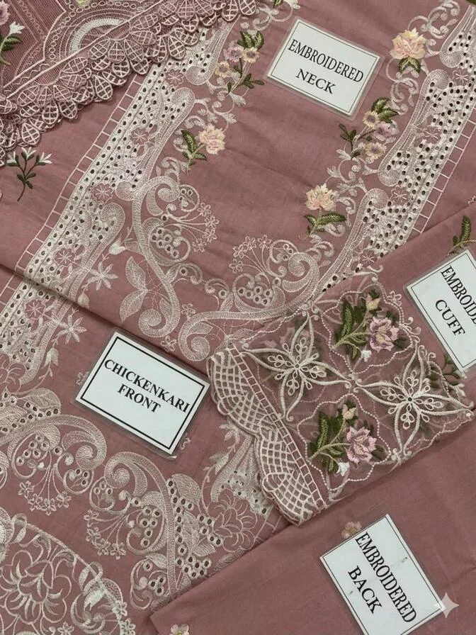 HC-004 ELAF EMBROIDERED LAWN UNSTITCHED 3PC SET