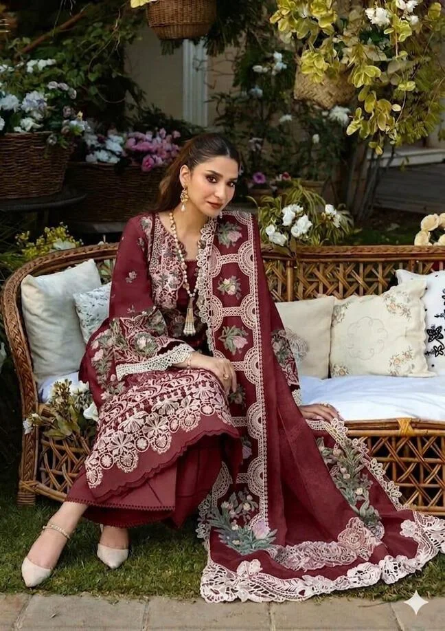 HC-004 ELAF EMBROIDERED LAWN UNSTITCHED 3PC SET