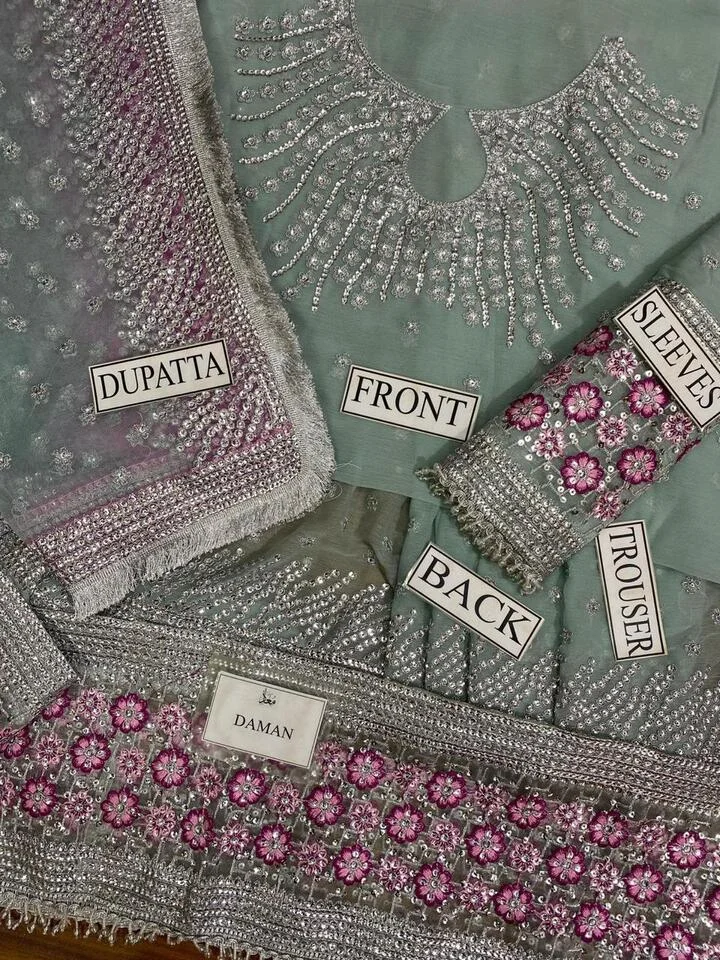 JAZMIN Heavy Embroidered Unstitched 3PC Suit | HC-0157